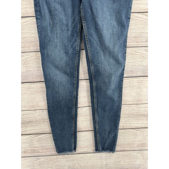 Free People Overalls Womens 28R Blue Denim Skinny Stretch Adjustable Bib Jeans - Picture 5 of 11